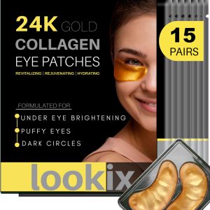 Lookix 24K Gold Eye Patches for Puffy Eyes - 15 Pairs